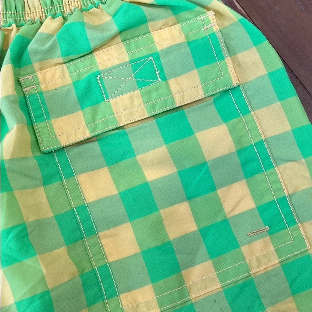 Vilebrequin Lime Green yellow Checkered plaid swim trunks kids 12